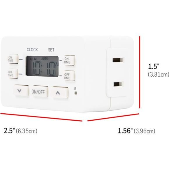 Indoor Digital Timer, 1 Polarized Outlet Timer, 2 Personal ON/OFF Setting 2 Pack - Picture 3 of 7
